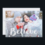 Cartes Pour Fêtes Annuelles BELIEVE | christmas holiday greeting card<br><div class="desc">photo overlay design with lovely script. You can upload your own photo, </div>