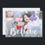 Cartes Pour Fêtes Annuelles BELIEVE | christmas holiday greeting card<br><div class="desc">photo overlay design with lovely script. You can upload your own photo, </div>