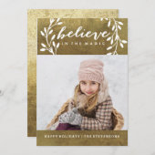 Cartes Pour Fêtes Annuelles Believe in the Magic | Gold Holiday Card (Devant / Derrière)