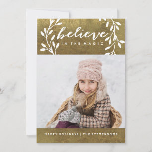 Cartes Pour Fêtes Annuelles Believe in the Magic   Gold Holiday Card