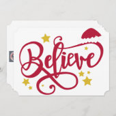 Cartes Pour Fêtes Annuelles Believe santa hat (Devant / Derrière)