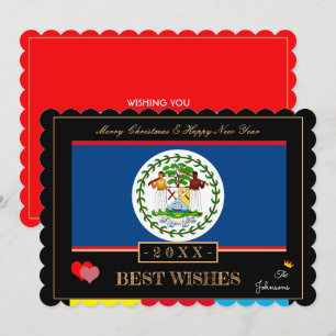 Cartes Pour Fêtes Annuelles Bélize Drapeau et Bonne Année / Meilleur Voeux Car