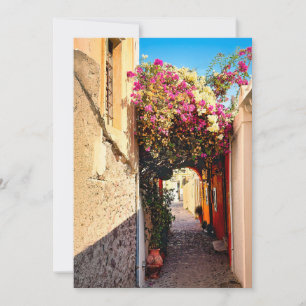 Cartes Pour Fêtes Annuelles Belle allée à Santorin, Grèce