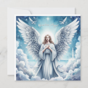 Cartes Pour Fêtes Annuelles Belle Ange Gardien Blanc