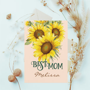 Cartes Pour Fêtes Annuelles Belle Aquarelle Bleue Tournesol Fête des Mères