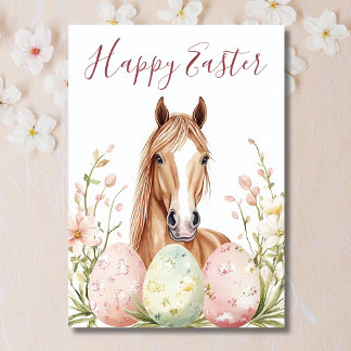 Cartes Pour Fêtes Annuelles Belle Aquarelle Cheval Souhaits de Pâques