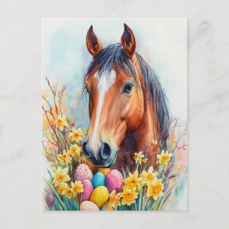 Cartes Pour Fêtes Annuelles Belle Aquarelle Cheval Souhaits de Pâques