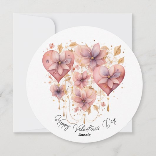 Cartes Pour Fêtes Annuelles Belle Aquarelle couleur Rose Coeur (Dos)