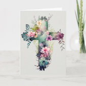 Cartes Pour Fêtes Annuelles Belle aquarelle Croix chrétienne (Devant)