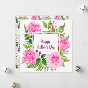 Cartes Pour Fêtes Annuelles Belle Aquarelle rose Rose Fête des mères