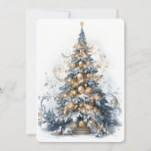 Cartes Pour Fêtes Annuelles Belle arbre de Noël bleu et or (Devant)