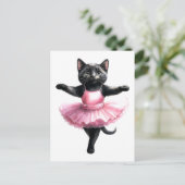 Cartes Pour Fêtes Annuelles Belle ballerine de chat noir danse ballet (Debout devant)