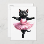 Cartes Pour Fêtes Annuelles Belle ballerine de chat noir danse ballet (Devant / Derrière)