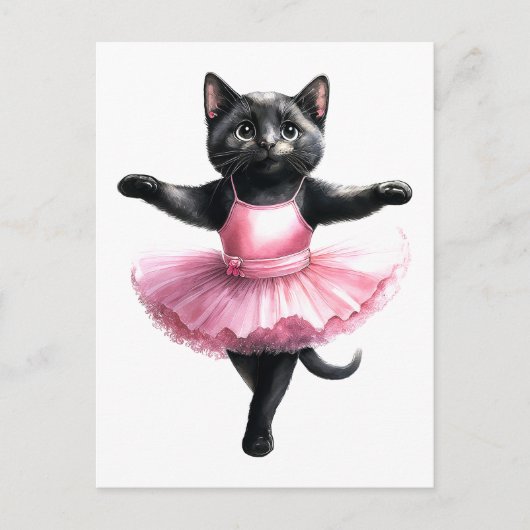 Cartes Pour Fêtes Annuelles Belle ballerine de chat noir danse ballet (Devant)