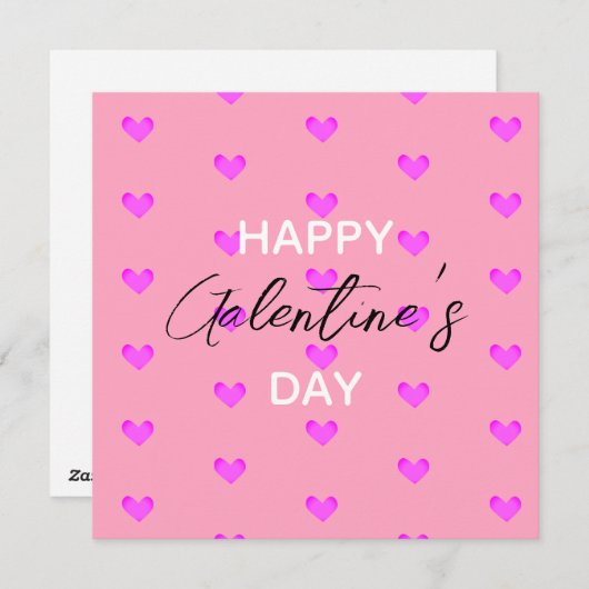 Cartes Pour Fêtes Annuelles Belle Bubblegum Coeurs roses Bonne Journée des Gal (Devant / Derrière)