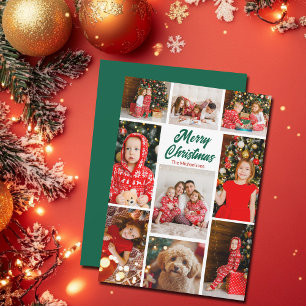 Cartes Pour Fêtes Annuelles Belle Collage Photo Noël Vert Gras 2025