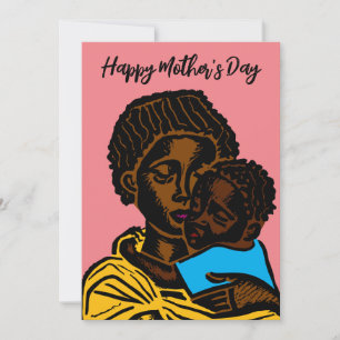 Cartes Pour Fêtes Annuelles Belle coupe de bois mère et enfant africaine