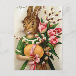 Cartes Pour Fêtes Annuelles Belle dame lapin de Pâques habillée
