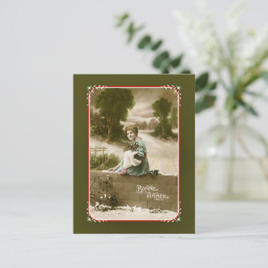 Cartes Pour Fêtes Annuelles Belle Epoque Française Bonne Année (Debout devant)