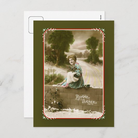 Cartes Pour Fêtes Annuelles Belle Epoque Française Bonne Année (Devant / Derrière)