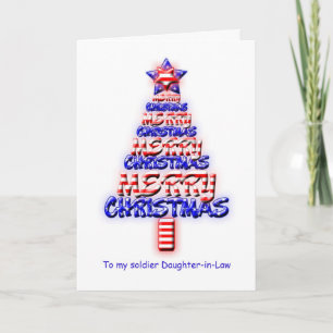Cartes Pour Fêtes Annuelles Belle-fille du soldat, arbre de Noël patriotique