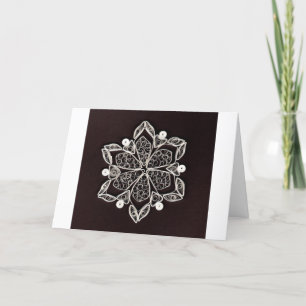 Cartes Pour Fêtes Annuelles Belle flocon de neige quillé blanc Fond noir