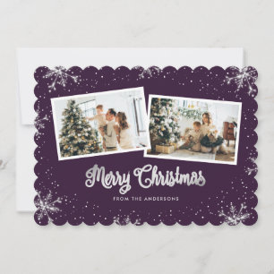 Cartes Pour Fêtes Annuelles Belle flocons d'argent violet photo Noël