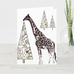 Cartes Pour Fêtes Annuelles Belle Girafe et Arbres de Noël Décoratifs