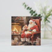 Cartes Pour Fêtes Annuelles Belle illustration rétro Santa Claus lire des lett (Debout devant)