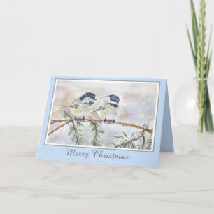 Cartes Pour Fêtes Annuelles Belle nature d'hiver Scène d'oiseaux Noël