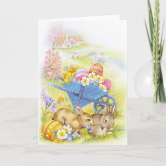 Cartes Pour Fêtes Annuelles Belle nostalgie lapins de pâques vintages