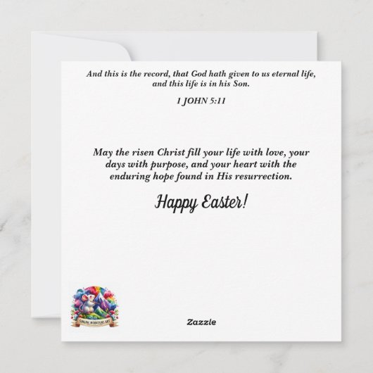 Cartes Pour Fêtes Annuelles Belle Pâques Matin Rabbit Fleurs Pastel (Dos)