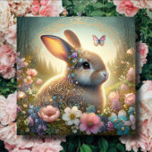 Cartes Pour Fêtes Annuelles Belle Pâques Matin Rabbit Fleurs Pastel