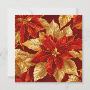 Cartes Pour Fêtes Annuelles Belle Poinsettias Vintage Rouge Or