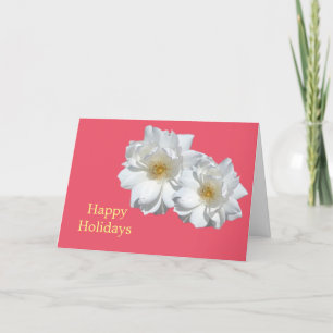 Cartes Pour Fêtes Annuelles Belle rose blanche fleurs rouge joyeuses vacances