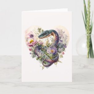 Cartes Pour Fêtes Annuelles Belle serpent aux fleurs violettes Saint-Valentin
