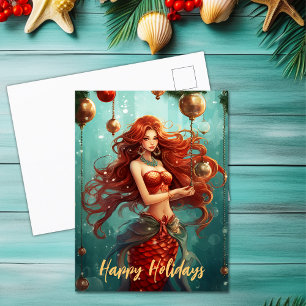 Cartes Pour Fêtes Annuelles Belle Sirène Joyeuses Fêtes Noël
