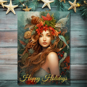 Cartes Pour Fêtes Annuelles Belle Sirène Joyeux Joyeux Vacances Plage Noël