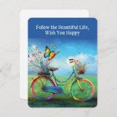 Cartes Pour Fêtes Annuelles Belles fleurs à vélo Nature (Devant / Derrière)