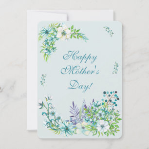 Cartes Pour Fêtes Annuelles Belles fleurs d'aquarelle bleue - Fête des mères
