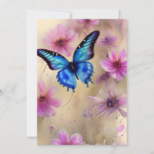 Cartes Pour Fêtes Annuelles Belles fleurs et papillon