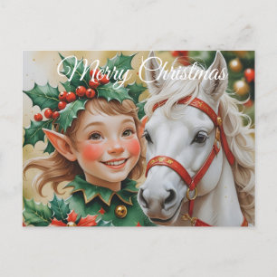 Cartes Pour Fêtes Annuelles Bells Holly et Horse Christmas Elf