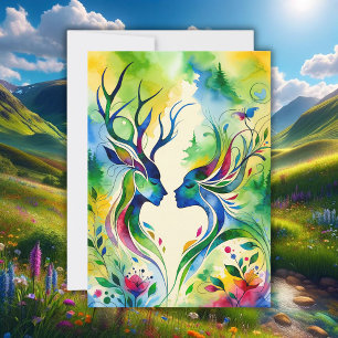 Cartes Pour Fêtes Annuelles Beltane Bénédiction Lord & Lady Flat Holiday Card