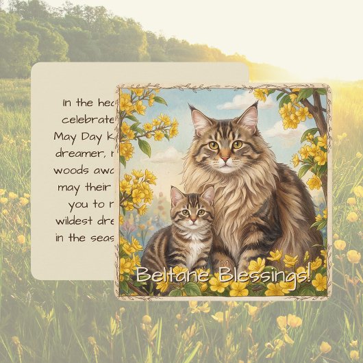 Cartes Pour Fêtes Annuelles Beltane Blessings May Day Kitten Folklore Flat