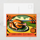 Cartes Pour Fêtes Annuelles Bénédiction d'action de grâces (Devant / Derrière)