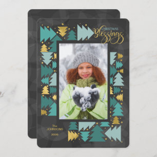 Cartes Pour Fêtes Annuelles Bénédiction de Noël Christian Charcoal Photo