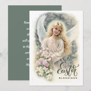 Cartes Pour Fêtes Annuelles Bénédiction de Pâques. Beau petit ange religieux