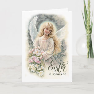 Cartes Pour Fêtes Annuelles Bénédiction de Pâques. Beau petit ange religieux