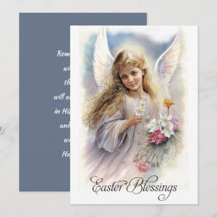Cartes Pour Fêtes Annuelles Bénédiction de Pâques. Beau petit ange religieux