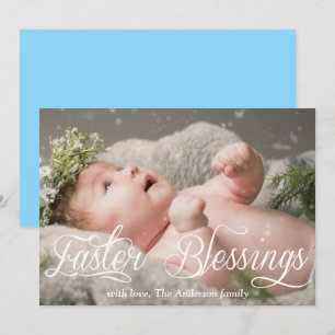 Cartes Pour Fêtes Annuelles Bénédiction de Pâques Bébé Famille Bleu Photo